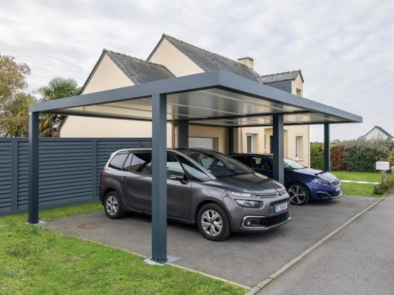 Double carport avec voiture